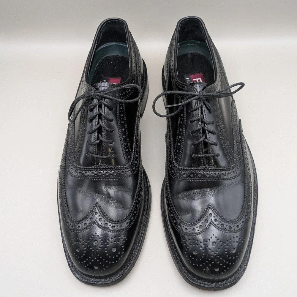 Florsheim Mens Black Leather Wingtip Brogue Oxford Dress Shoes 70018 Sz 8 D